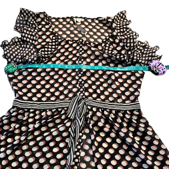 Lauren Conrad Rockabilly Top Peplum Pinup Silhouette Ruffle Polka Dot Medium - Picture 13 of 16